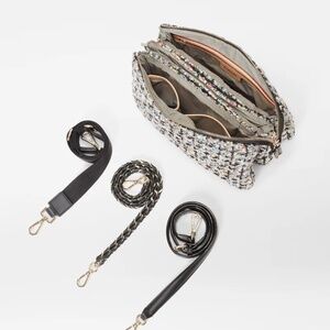 NWT NEW MZ WALLACE LARGE CROSBY PIPPA CROSSBODY BAG BLACK BOUCLE W/ THREE STRAPS